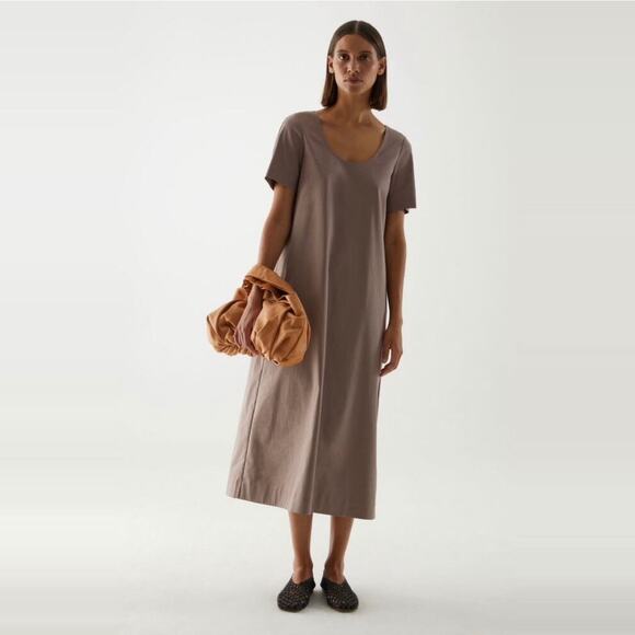 COS Dresses & Skirts - COS Long Cotton A-Line Column Maxi Dress size 8 Medium Mole Gray